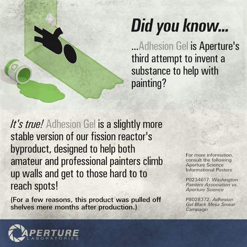 A placard with infomation about Adhesion Gel.