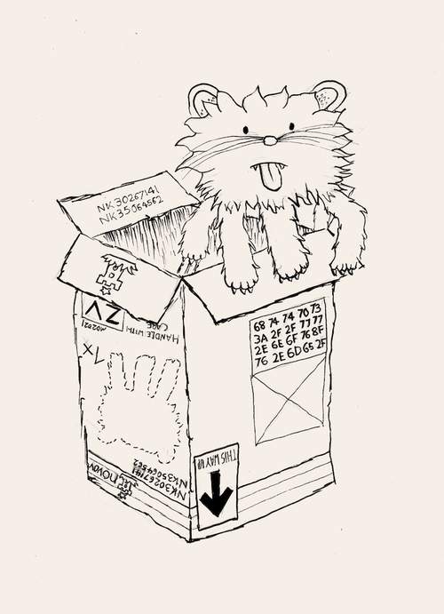 A fictional beast I made up as a kid... in a box.