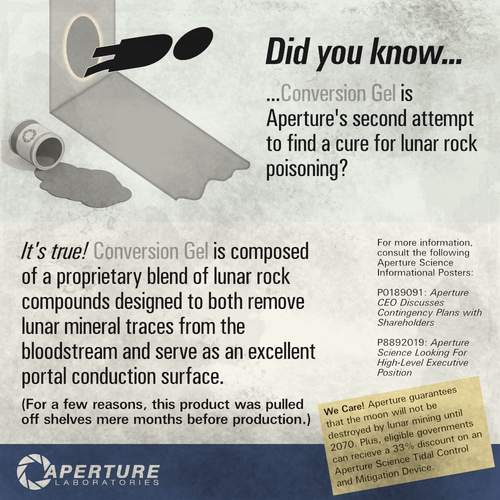 A placard with infomation about Adhesion Gel.