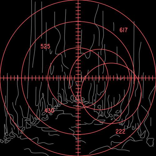 A crevasse outlined within a heads-up display.
